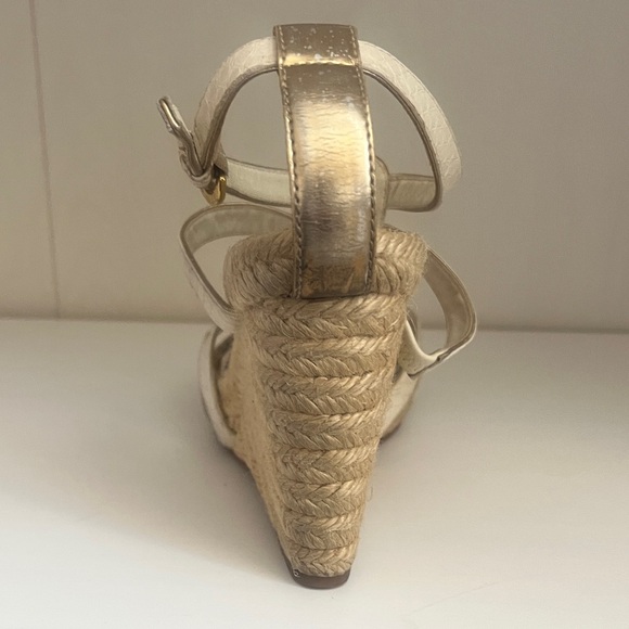 Louis Vuitton Authentic Monogram Wedge Heels 36 (6) white & gold - Picture 12 of 16